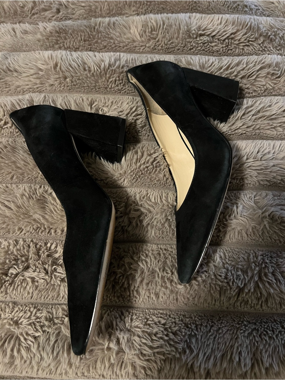 Marc Fisher Black Block Suede Heel Pumps - Picture 2 of 5